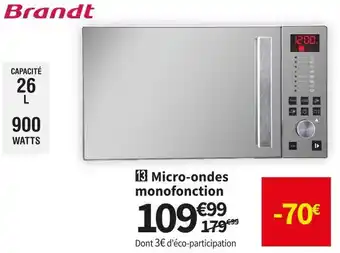 Conforama Brandt micro-ondes monofonction brandt se2616s offre