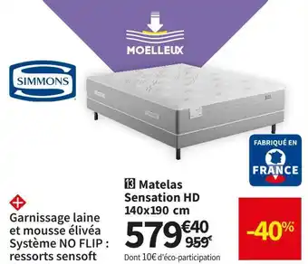 Conforama Simmons matelas ressorts ensachés sensation hd offre
