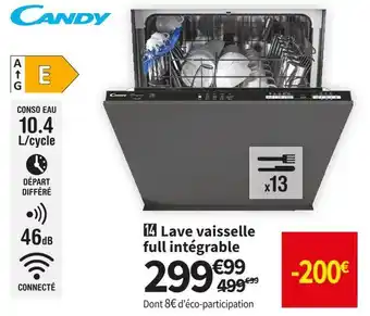 Conforama Candy lave vaisselle full intégrable candy ci3e5lfb-47 offre