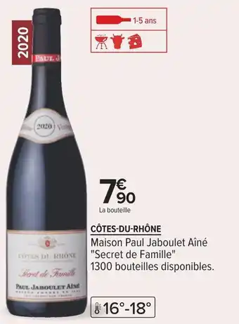Carrefour Maison paul jaboulet aîné côtes-du-rhône 2020 offre