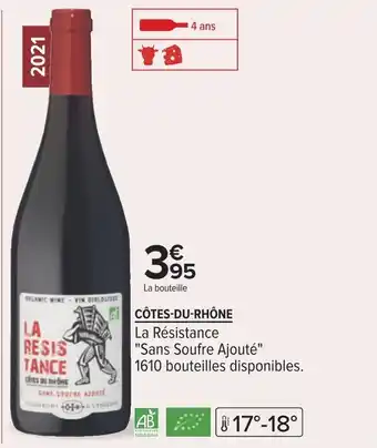 Carrefour La résistance côtes-du-rhône 2021 offre