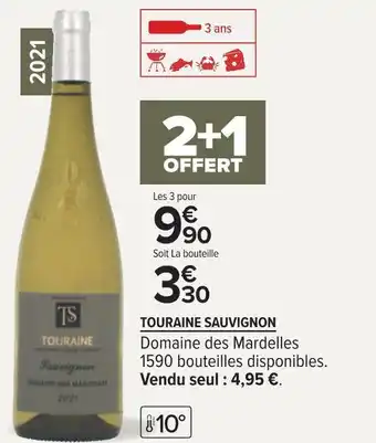 Carrefour Domaine des mardelles touraine sauvignon 2021 offre
