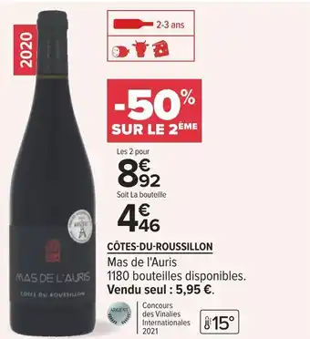 Carrefour Mas de l'auris côtes-du-roussillon offre