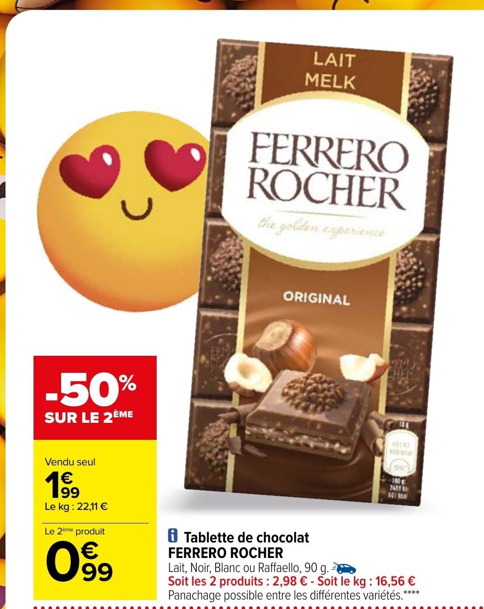Promo Tablette De Chocolat Ferrero Rocher chez Carrefour