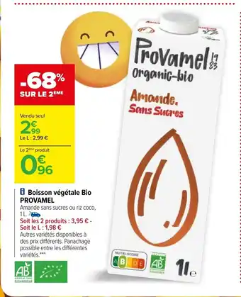 Carrefour Boisson Végétale Bio Provamel offre