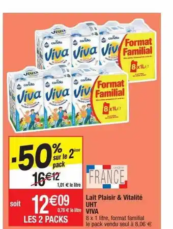 Lait plaisir & vitalité uht viva