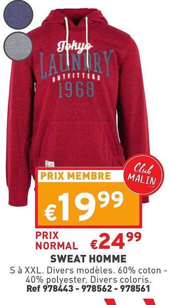Trafic Sweat homme offre