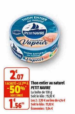 Coccinelle Supermarché Thon entier au naturel petit navire offre