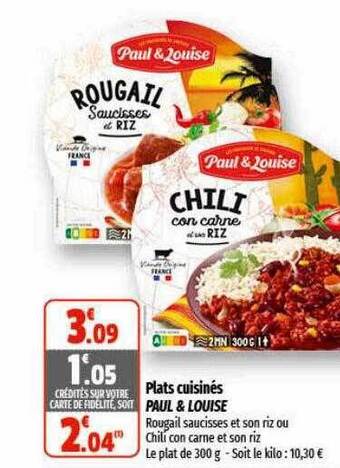Coccinelle Supermarché Plats cuisinés paul & louise offre