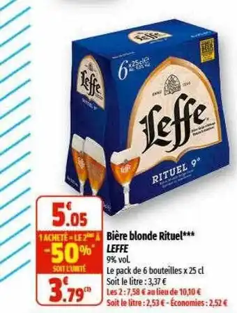 Coccinelle Supermarché Bière blonde rituel leffe offre