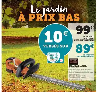 Hyper U Taille haie sans fil black + decker offre