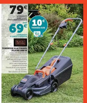 Hyper U Tondeuse électrique filaire 1000 w black + decker offre