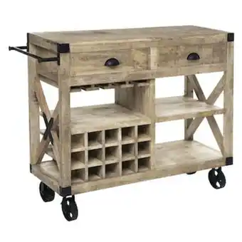 Pier Import Meuble bar sur roulettes en bois de manguier atelier offre