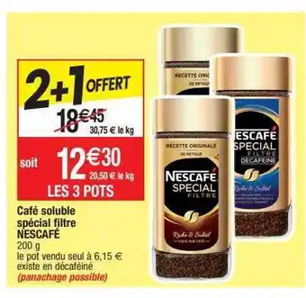 Migros Café soluble spécial filtre nescafé offre