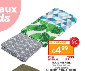 Trafic Plaid polaire offre
