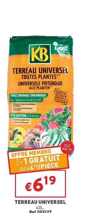 Trafic Terreau universel offre