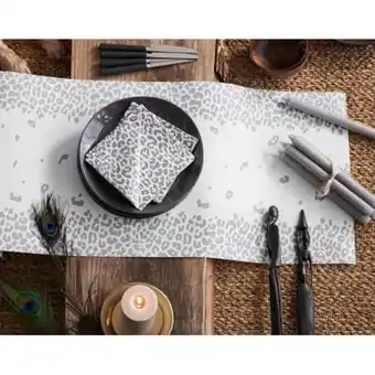 Becquet - chemin de table leopard argente - linge de table