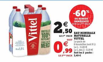 U Express Eau minérale naturelle vittel offre