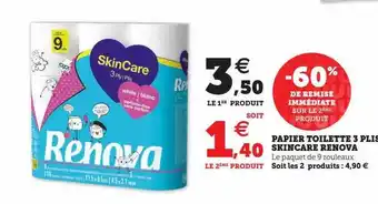U Express Papier toilette 3 plis skincare renova offre