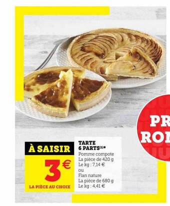 U Express Tarte 6 parts offre