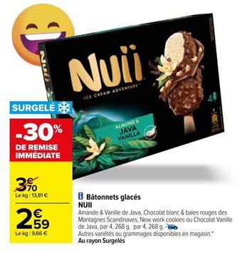 Carrefour Bâtonnets glacés NUII offre