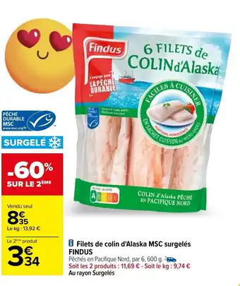 Carrefour Filets de colin d'alaska MSC surgelés FINDUS offre
