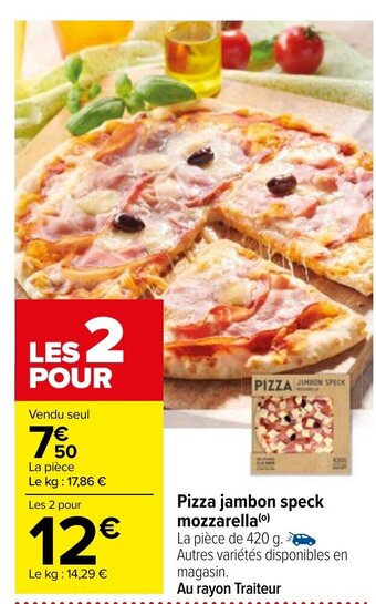 Carrefour Pizza jambon speck mozzarella offre