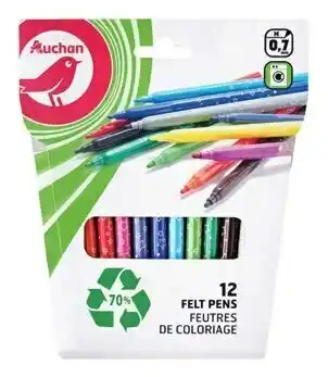 Auchan 12 FEUTRES DE COLORIAGE offre