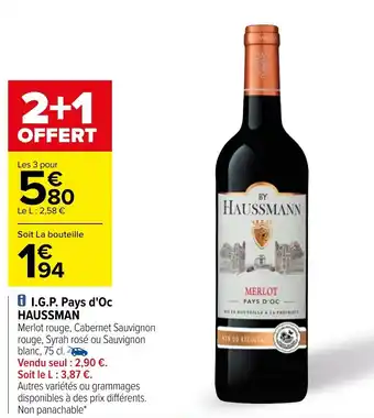 Carrefour I.G.P. pays d'oc HAUSSMAN offre