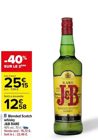 Carrefour Blended scotch whisky J&B RARE offre