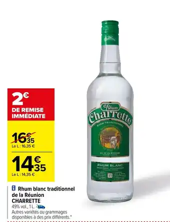 Carrefour Rhum blanc traditionnel de la reunion CHARRETTE offre