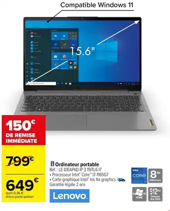 Carrefour Ordinateur portable offre