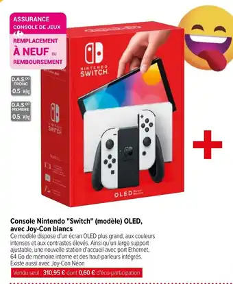 Carrefour Console nintendo "switch" (modele) OLED, avec joy-con blancs offre