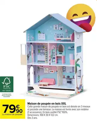 Carrefour Maison de poupée en bois XXL offre