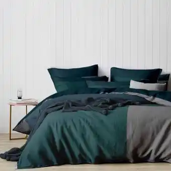 3s. x collection (nos imprimés) - housse de couette coton trio - bleu canard / gris - linge de lit