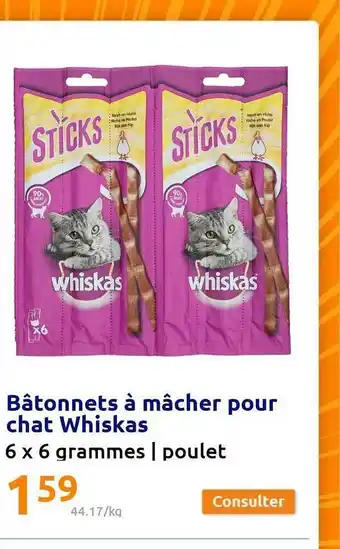 Action Bâtonnets à mâcher pour chat whiskas offre