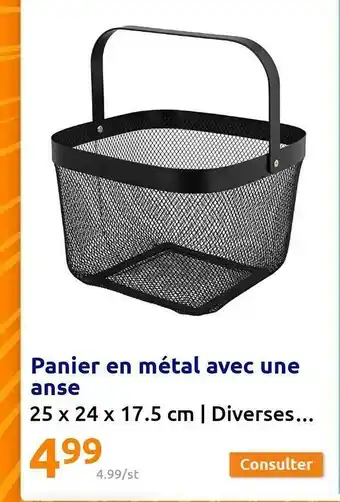Action Panier en métal avec une anse offre