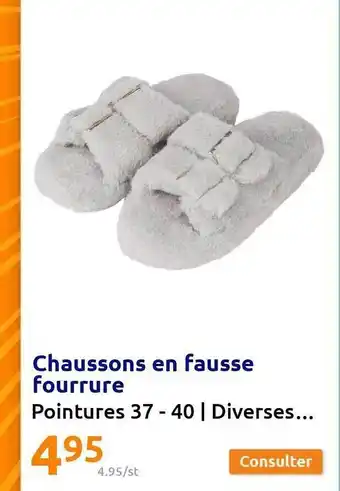 Action Chaussons en fausse fourrure offre