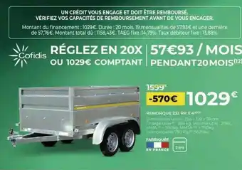 Feu Vert Remorque 232 rr x 4 cofidis offre