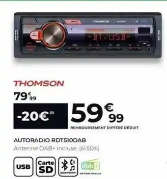 Feu Vert Autoradio rdt510dab thomson offre