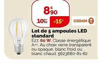 Weldom Lot de 5 ampoules led standard offre