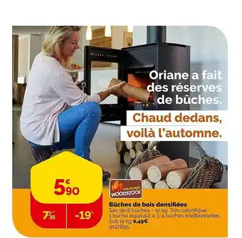 Weldom Bûches de bois densifiées woodstock offre