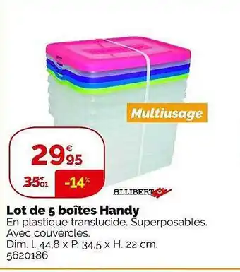 Weldom Lot de 5 boîtes handy allibert offre