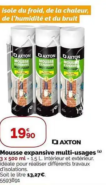 Weldom Mousse expansive multi-usages axton offre