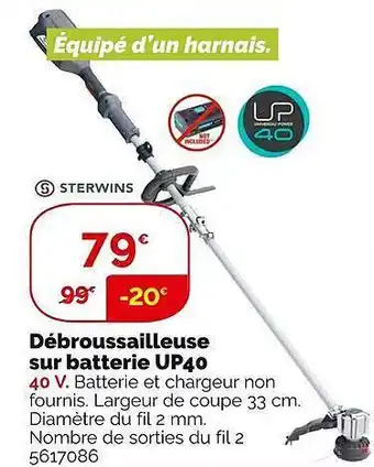 Weldom Débroussailleuse sur batterie up40 sterwins offre