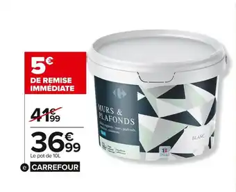 Carrefour Market Carrefour peinture blanche mur & plafond 10l offre
