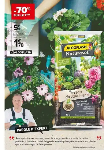 Carrefour Market Algoflash terreau du jardinier offre