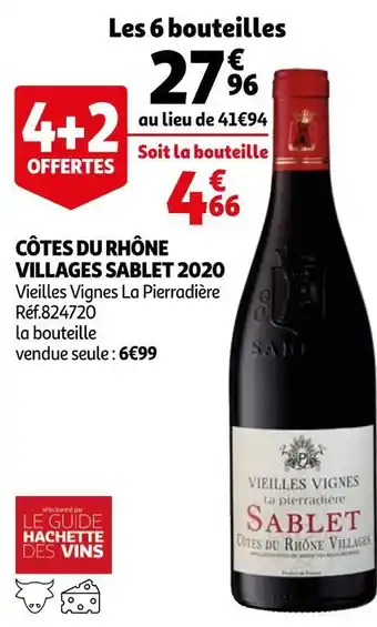 Auchan La pierradière côtes du rhône villages sablet 2020 offre