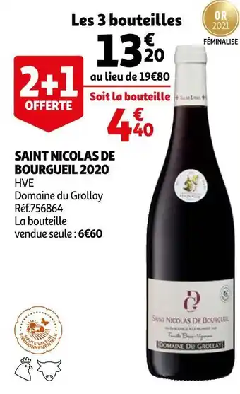 Auchan Domaine du grollay saint nicolas de bourgueil 2020 offre