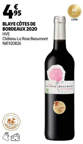 Auchan Château la rose beaumont blaye côtes de bordeaux 2020 offre